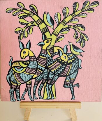 Tribal Pahad deers and trees.