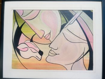 Pink cow with Radhesyam