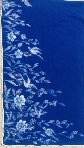 Designed stole Blue bird
